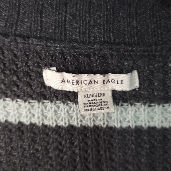American Eagle Outfitters Black and Pink Striped Henley Sweater - Picture 3 of 4